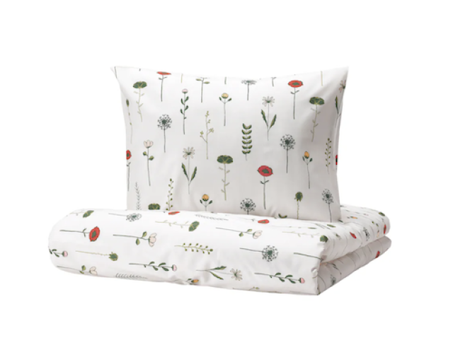 ปลอกผ้านวมและปลอกหมอนลายดอกไม้