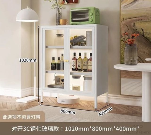 ✨ตู้เก็บของ 3ชั้น มีชั้นป้องกันสนิม กันน้ำ มีประตูตู้ที่โปร่งใส ตู้เก็บจาน