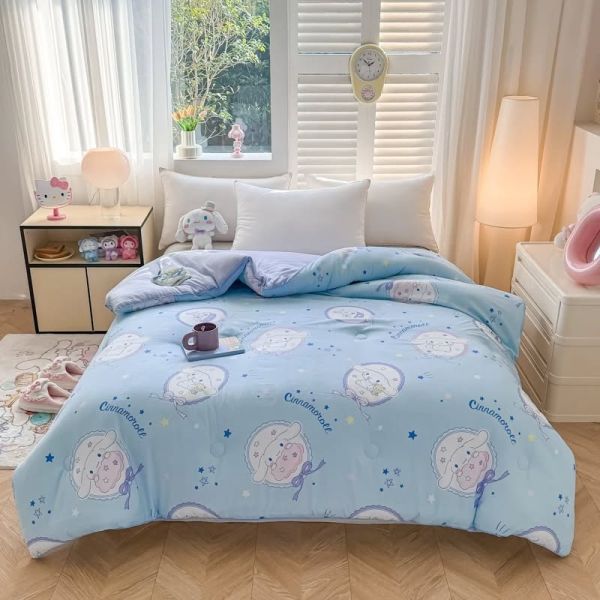 Sanrio duvet ผ้านวมบาง ผ้านวมขนาดควีนไซส์ เด็กรัก เคสดีไซน์การ์ตูน  ขนาด 6 ฟุต สีฟ้า