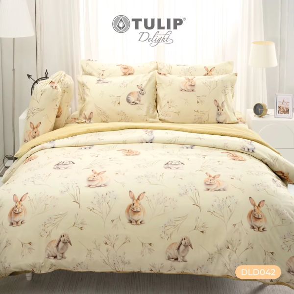 TULIP รุ่น TULIP Delight Rabbit พิมพ์ดิจิตอล DLD042 ลายกระต่าย TULIP ชุดผ้าปูที่นอน ผ้านวม