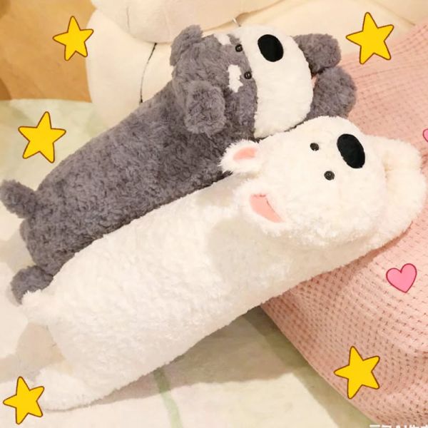 ตุ๊กตาหมาหมอนข้าง 90/120cm น่ารักและนุ่ม ตกแต่งหัวเตียงตุ๊กตาขนปุย เหมาะสำหรับใช้เป็นของขวัญ